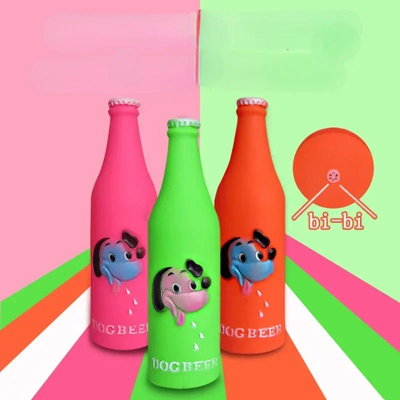 Silicone Beer Bottle Chew Squeaky Toy