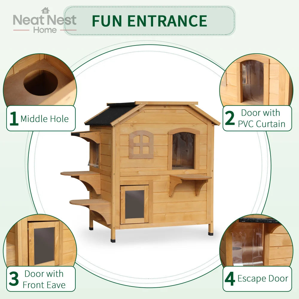 2-story Cat House Outdoor, Weatherproof