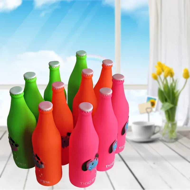 Silicone Beer Bottle Chew Squeaky Toy