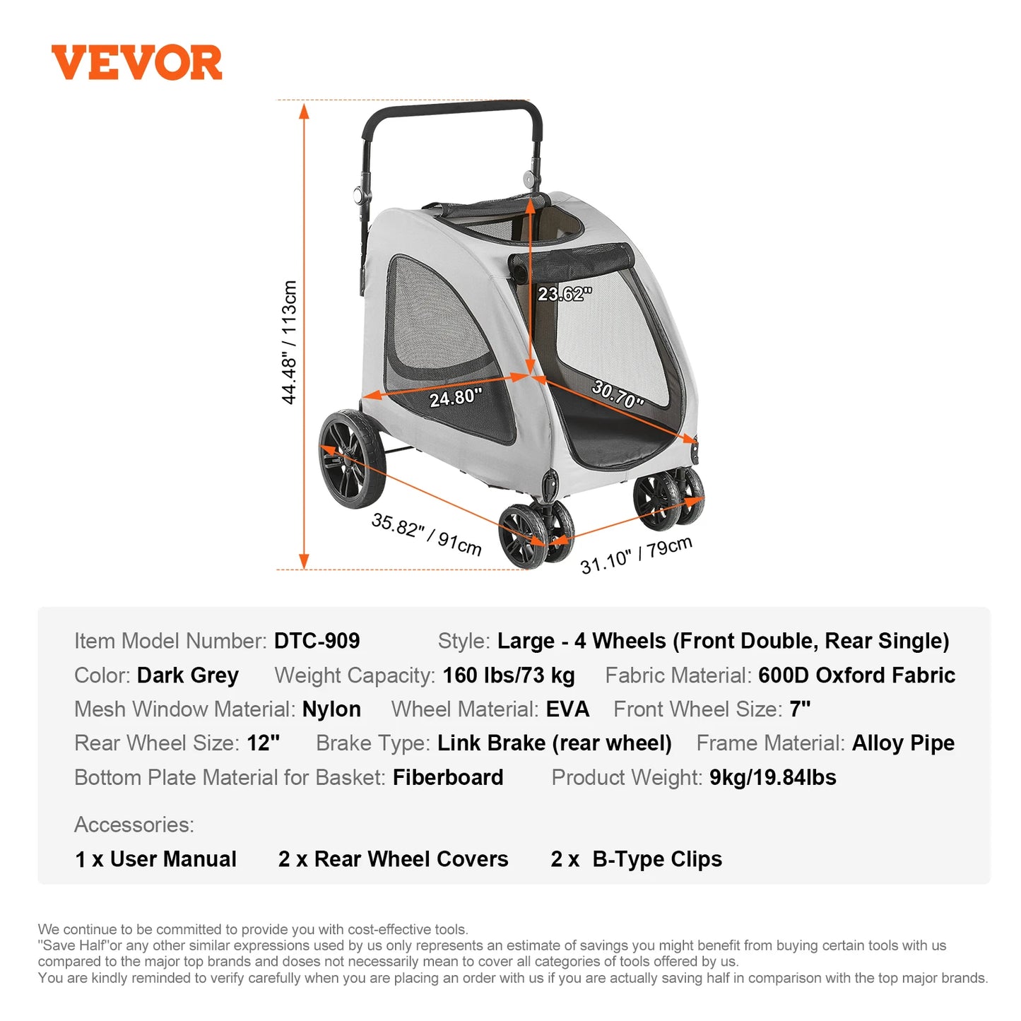 Pet Lightweight Stroller with Brakes