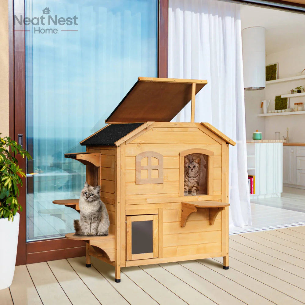 2-story Cat House Outdoor, Weatherproof