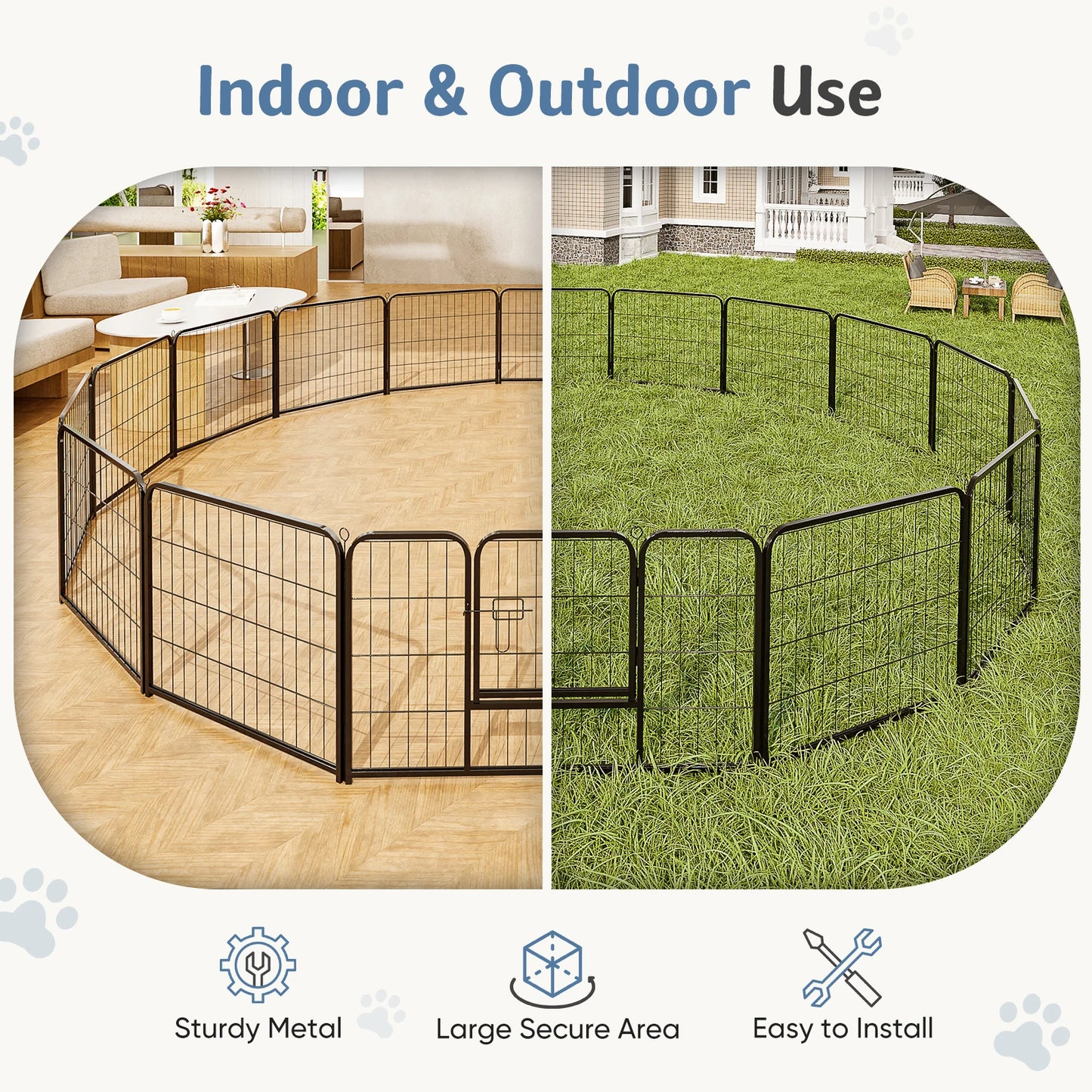16 Panel Dog Playpen with Doors