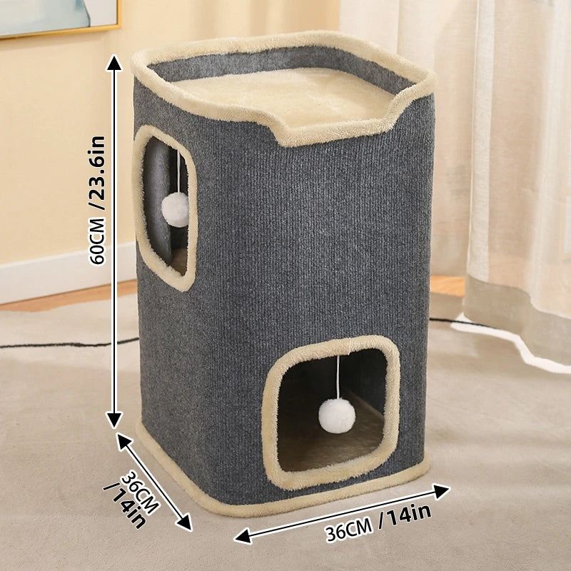 2-Layer Cat House Cat Cave for Indoor Cats