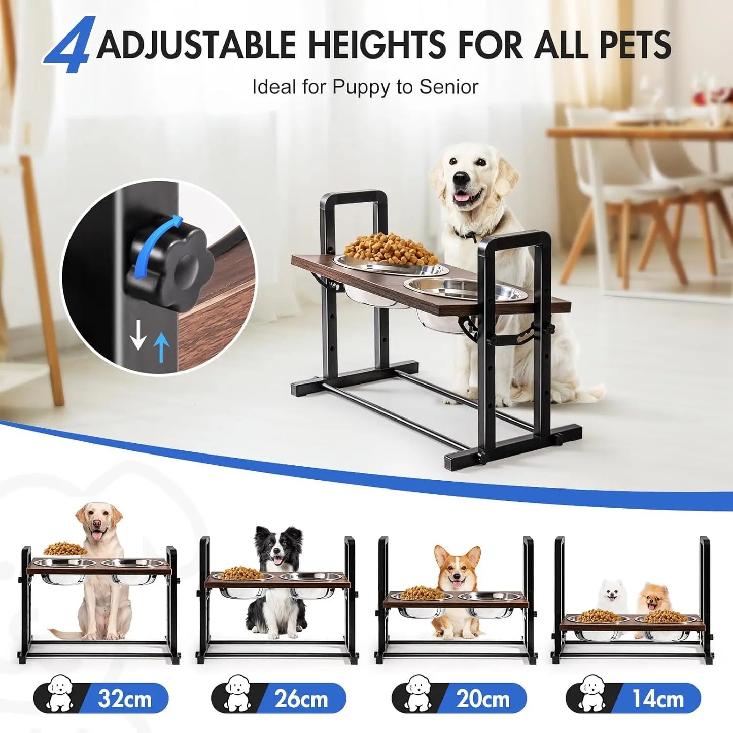 Raised Dog Stainless Steel Bowls
