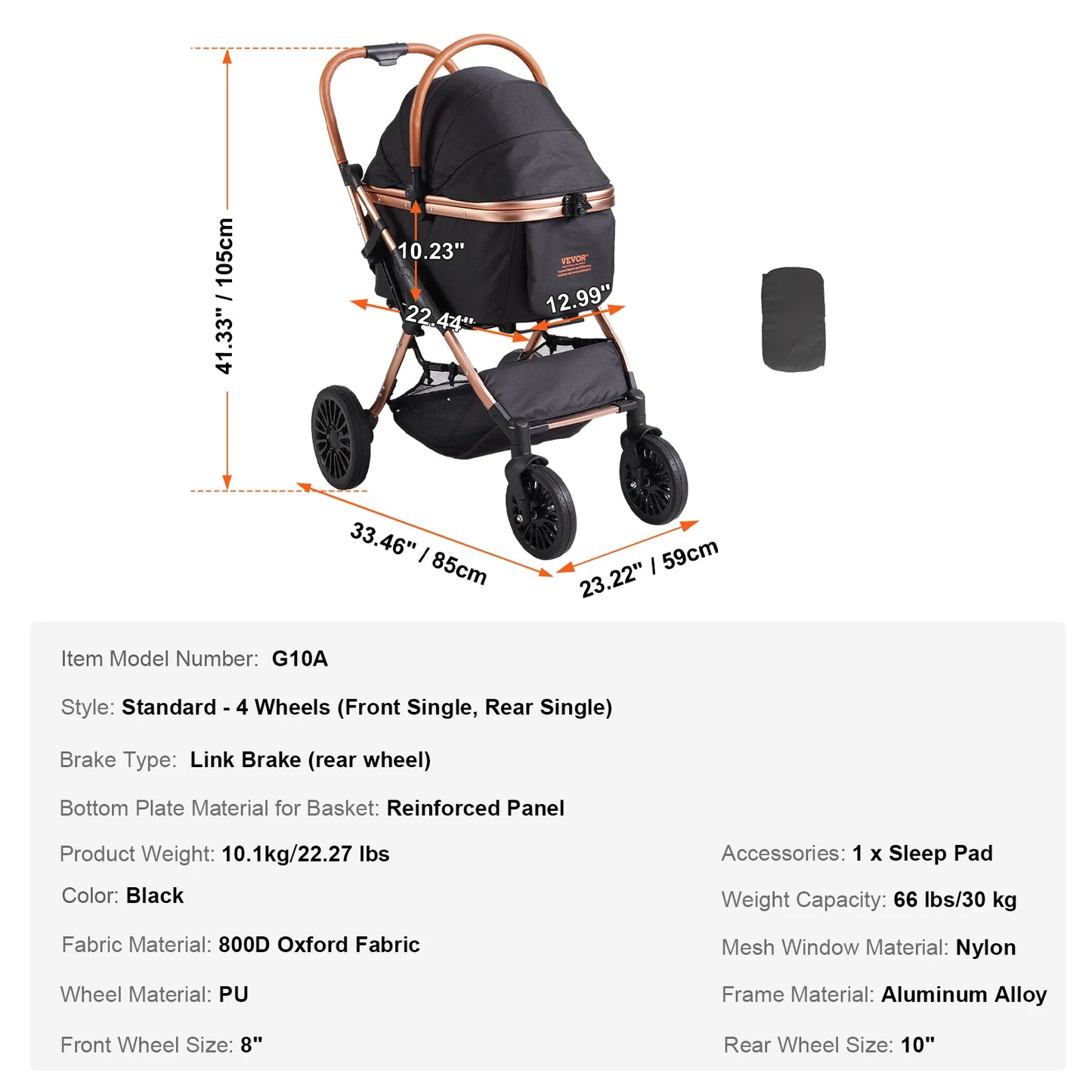 Pet Lightweight Stroller with Brakes