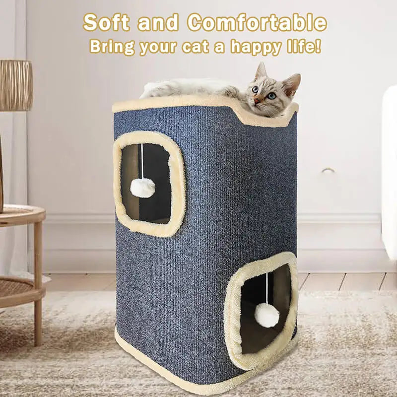 2-Layer Cat House Cat Cave for Indoor Cats