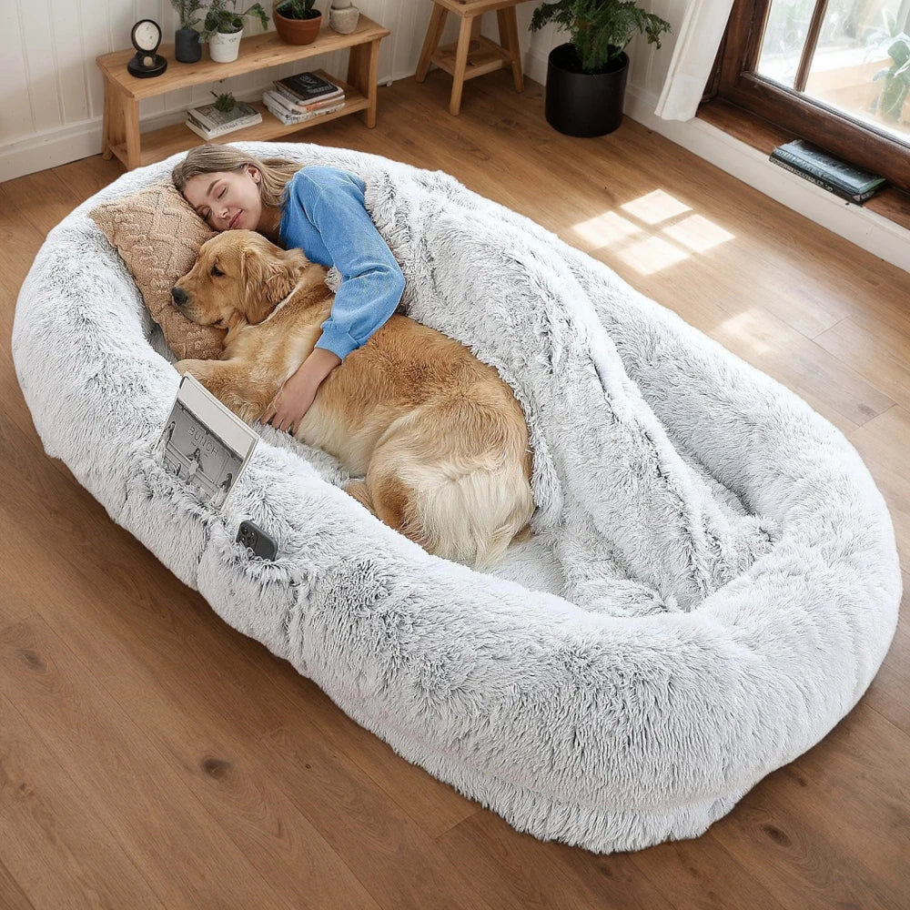 Human Dog Bed Washable Faux Fur