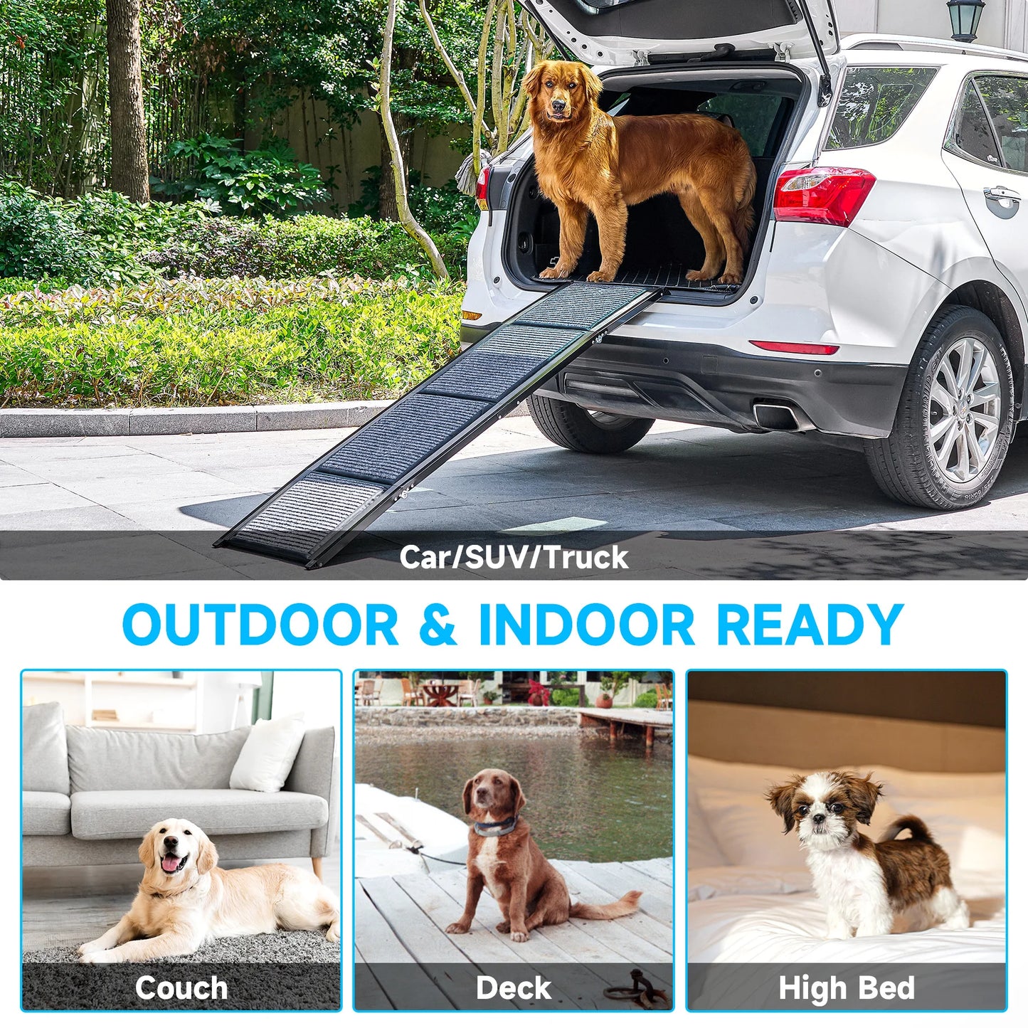 63" Folding Pet Ramp for Large Dogs- 17" Wide