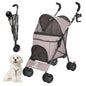 Pet Stroller with Brakes And Storage- Pink