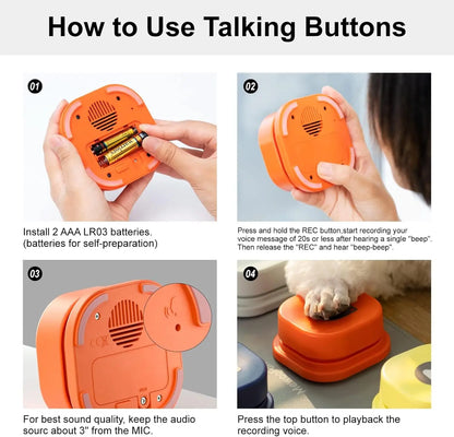 Recordable Dog Talking Buttons Set