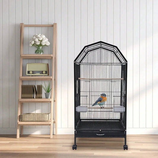 36.9" Wrought Iron Cage With Wheels