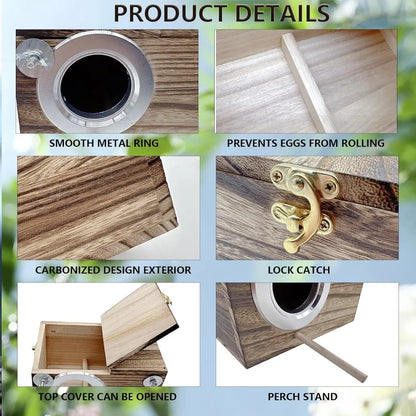 Wood Breeding Box with Coconut Fiber Bedding