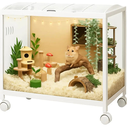 360° Viewing Transparent Hamster Habitats with Universal Wheels