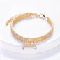 Adjustable Pet Necklace Cat Dog Collar with Diamond Zircon Bone Pendant