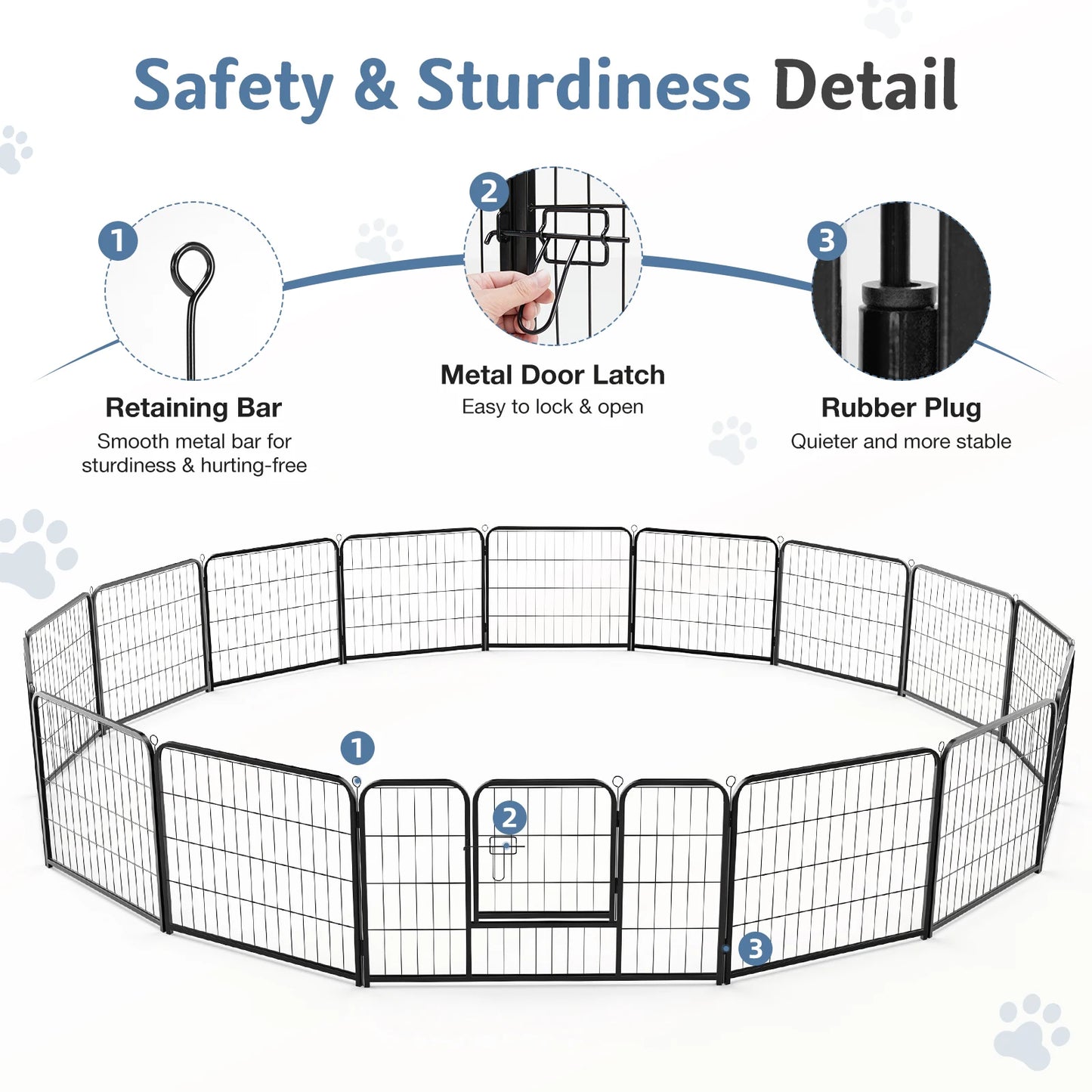 16 Panel Dog Playpen with Doors