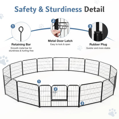 16 Panel Dog Playpen with Doors