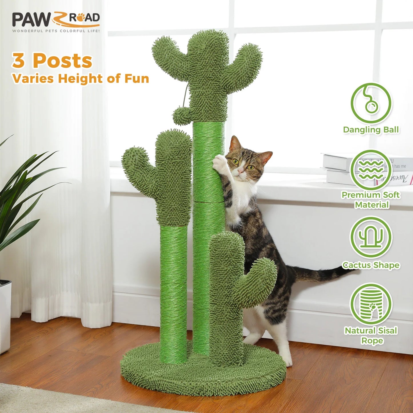 Cat Scratching Post with 3 Natural Scratching Poles