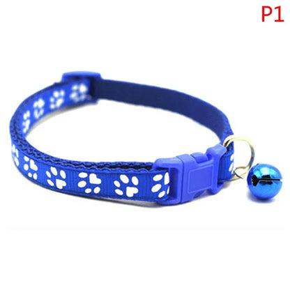 Cute Paw Print Adjustable Bell Pets Collar