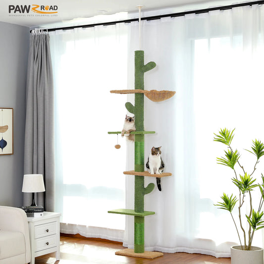 5-Tier Floor to Ceiling Cat Tower Cactus Tall Climbing Tree