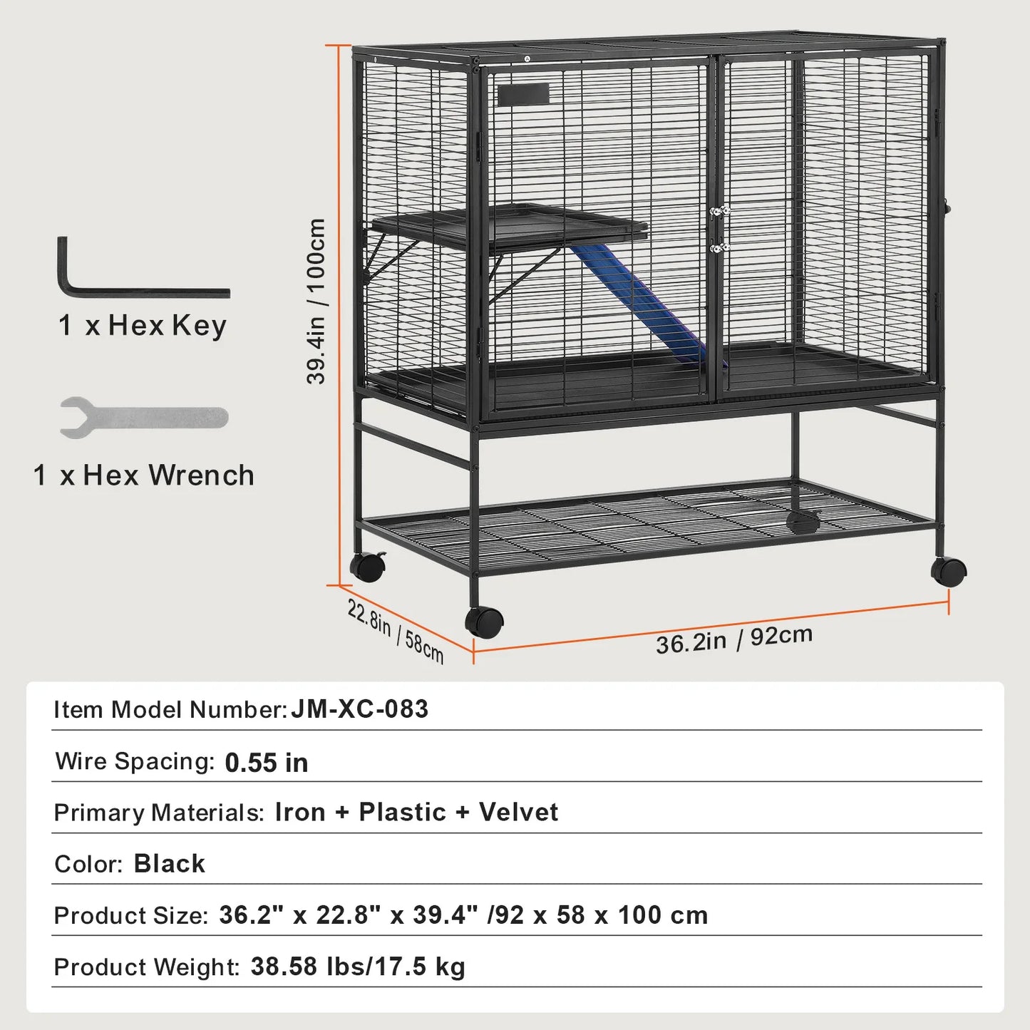 64.6" Rolling Large 4-Tier Critter Nation Cage