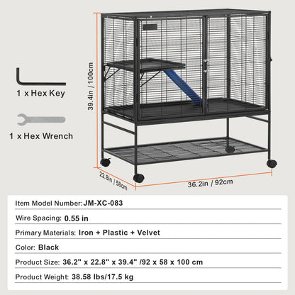 64.6" Rolling Large 4-Tier Critter Nation Cage