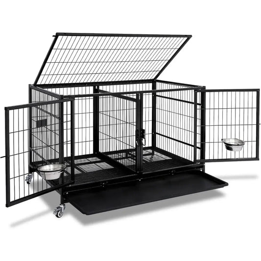43" Metal Open Top Stackable Heavy Duty Dog Cage