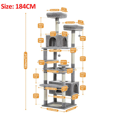 72" Large Cat Tree and Tower for Indoor Cats