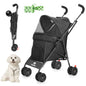Pet Stroller with Brakes And Storage- Pink