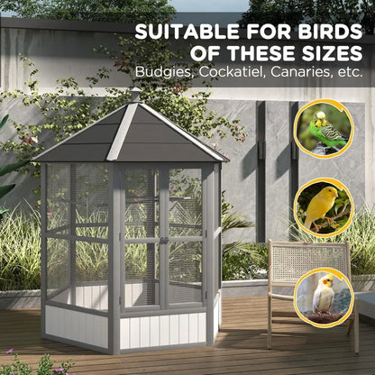 69" Large Wooden Hexagonal Bird Cage