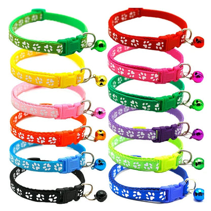 Cute Paw Print Adjustable Bell Pets Collar