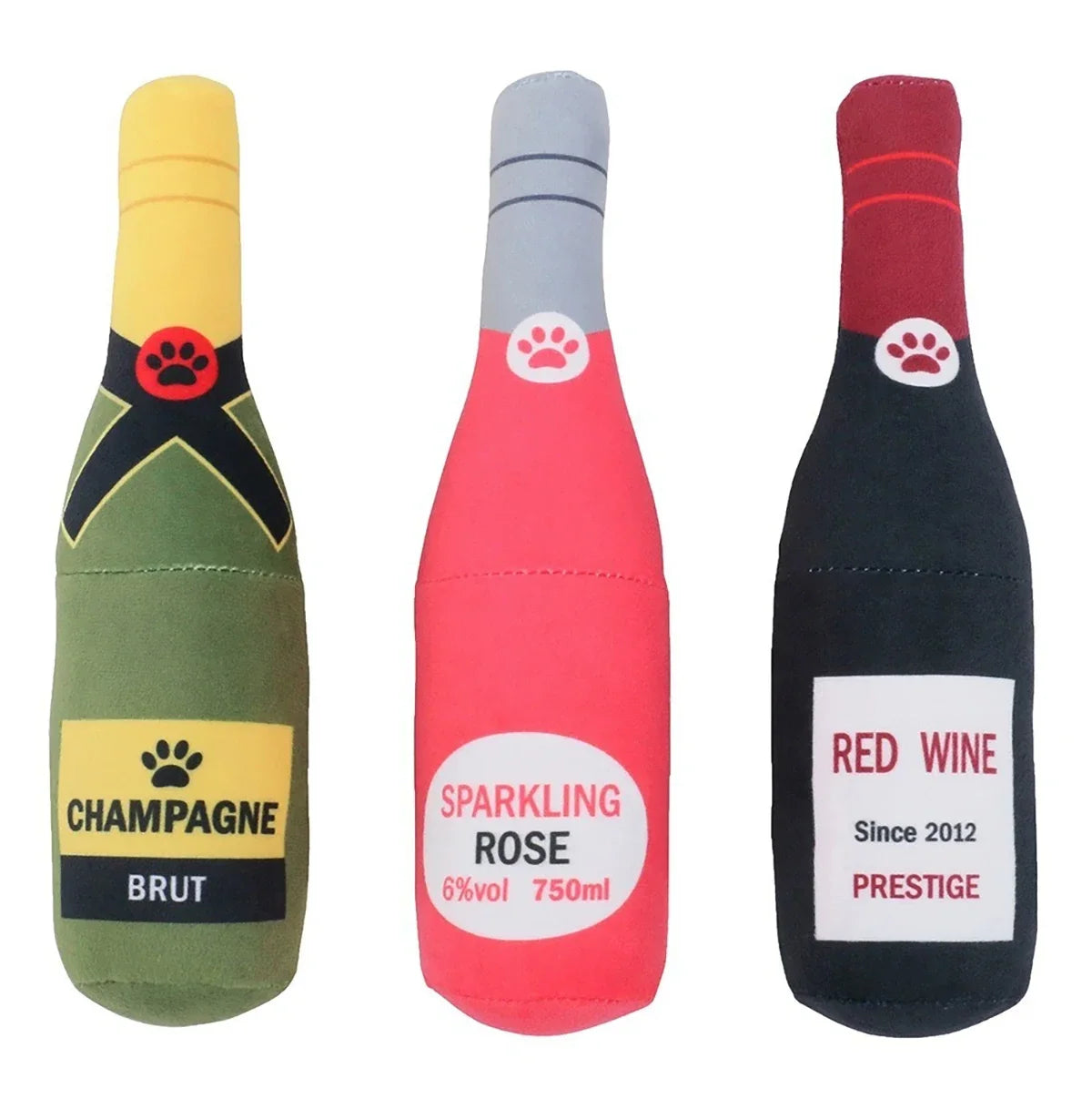 6 Plush Alcohol - Bottle Shaped Dog Toys with Sound