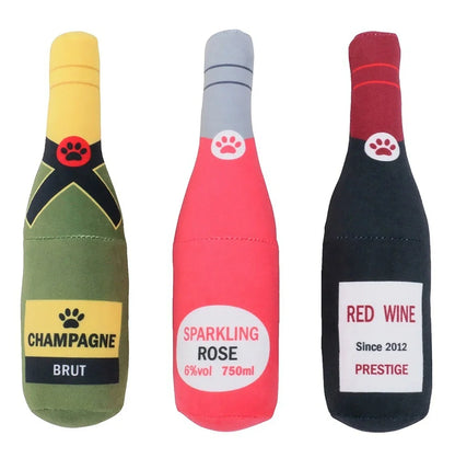 6 Plush Alcohol - Bottle Shaped Dog Toys with Sound
