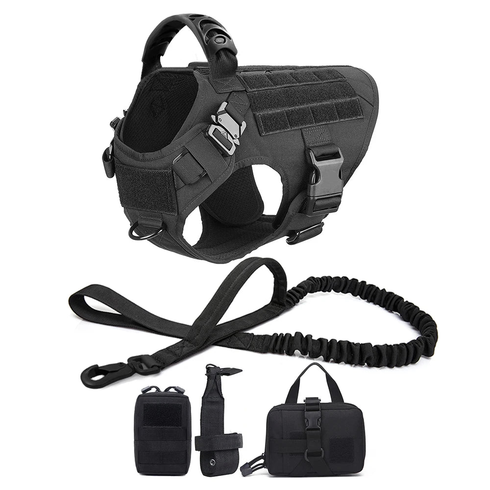 Military Dog Harness Leash Bags Set