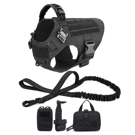 Military Dog Harness Leash Bags Set