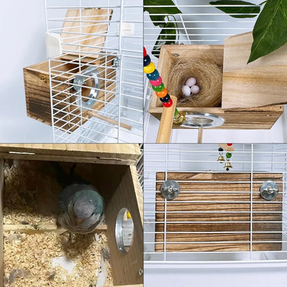 Wood Breeding Box with Coconut Fiber Bedding