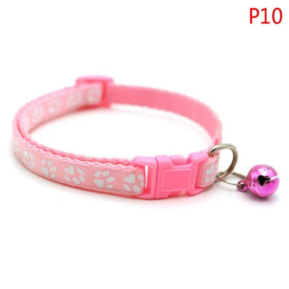 Cute Paw Print Adjustable Bell Pets Collar