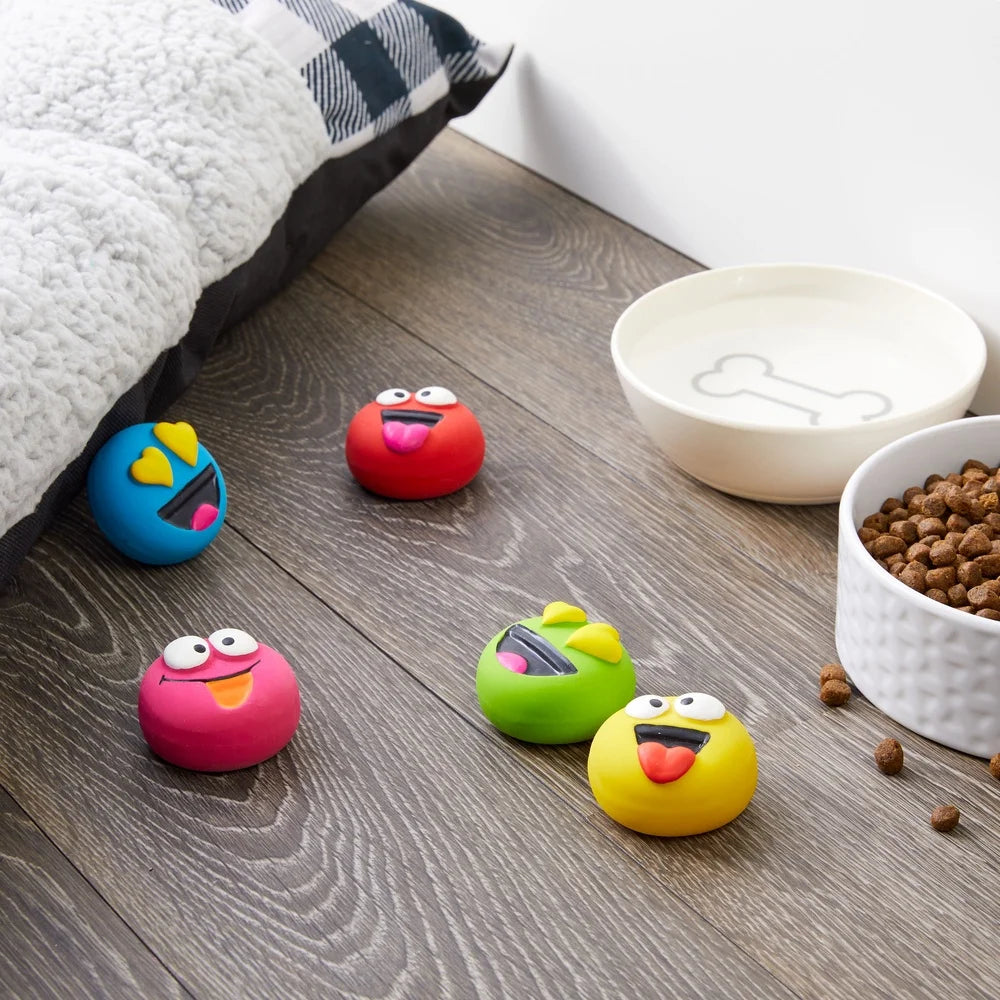 5 Pack Emoticon Latex Dog Toy