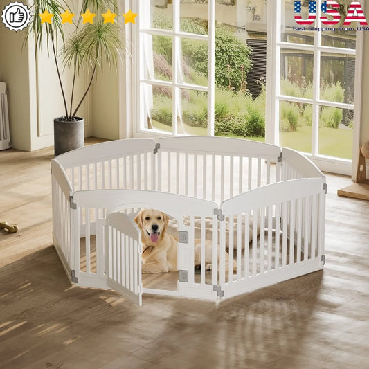 24" Pet Playpen 6 Panels Plastic Dog Fence