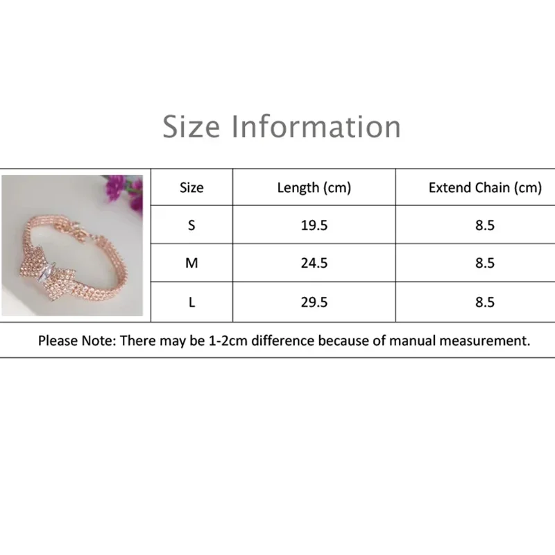 Adjustable Pet Necklace Cat Dog Collar with Diamond Zircon Bone Pendant