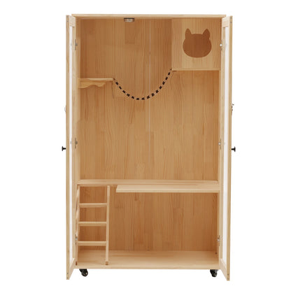 Large Wooden Indoor Catio for Cats