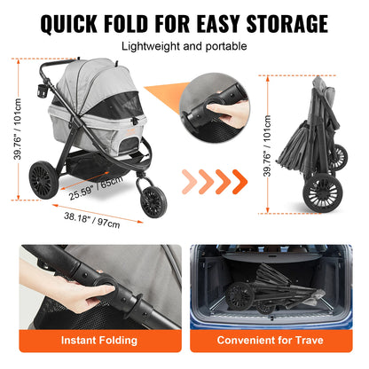 Pet Lightweight Stroller with Brakes