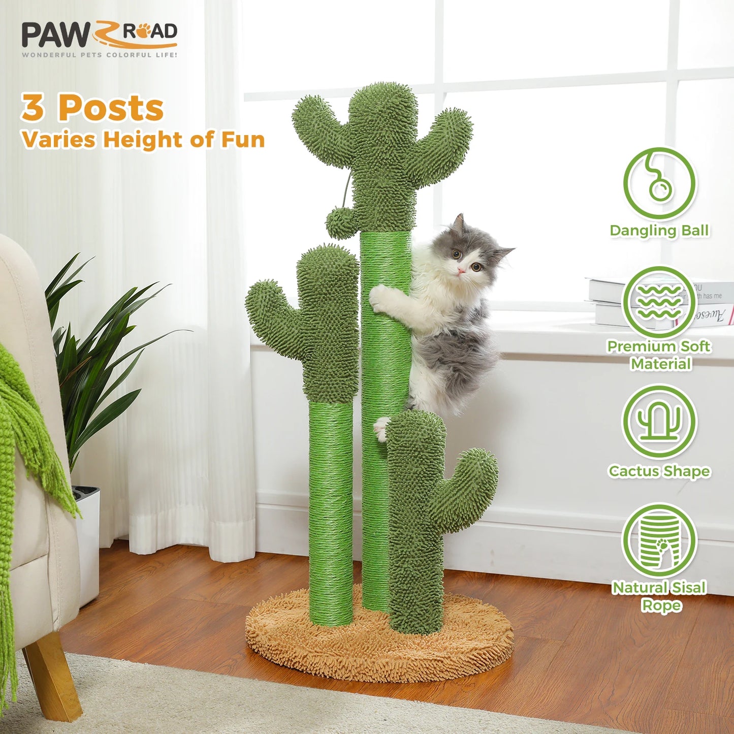 Cat Scratching Post with 3 Natural Scratching Poles