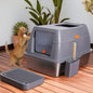 XXL Stainless Steel Cat Litter Box Enclosed
