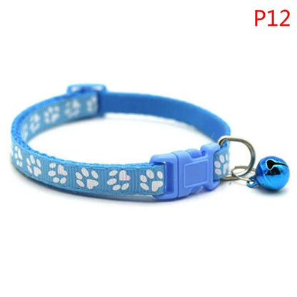 Cute Paw Print Adjustable Bell Pets Collar