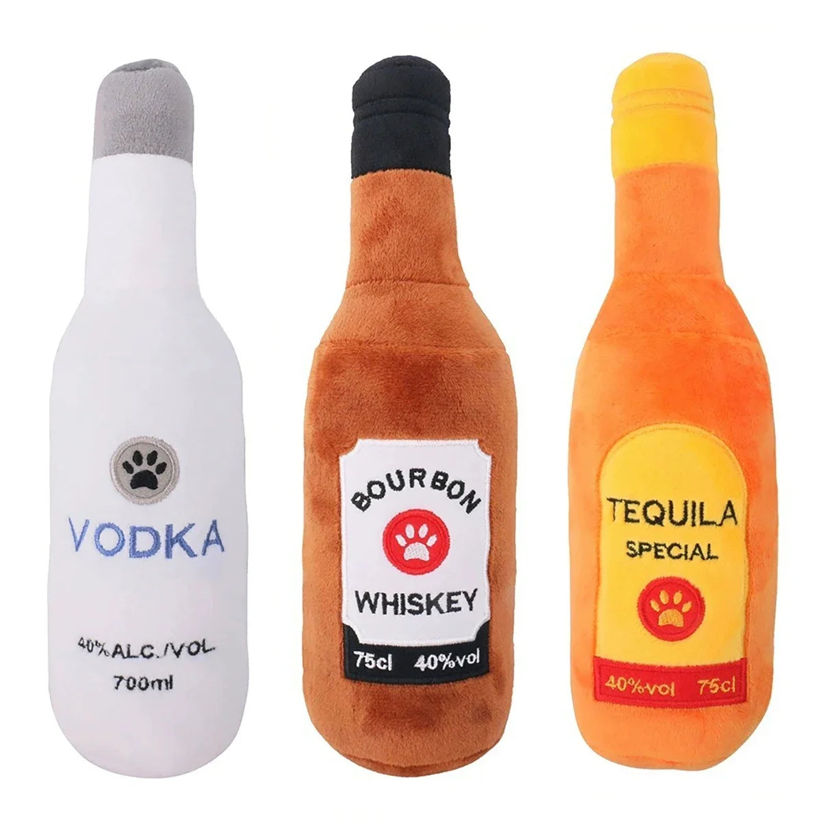 6 Plush Alcohol - Bottle Shaped Dog Toys with Sound