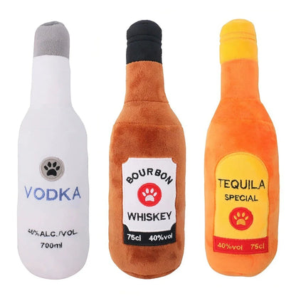 6 Plush Alcohol - Bottle Shaped Dog Toys with Sound