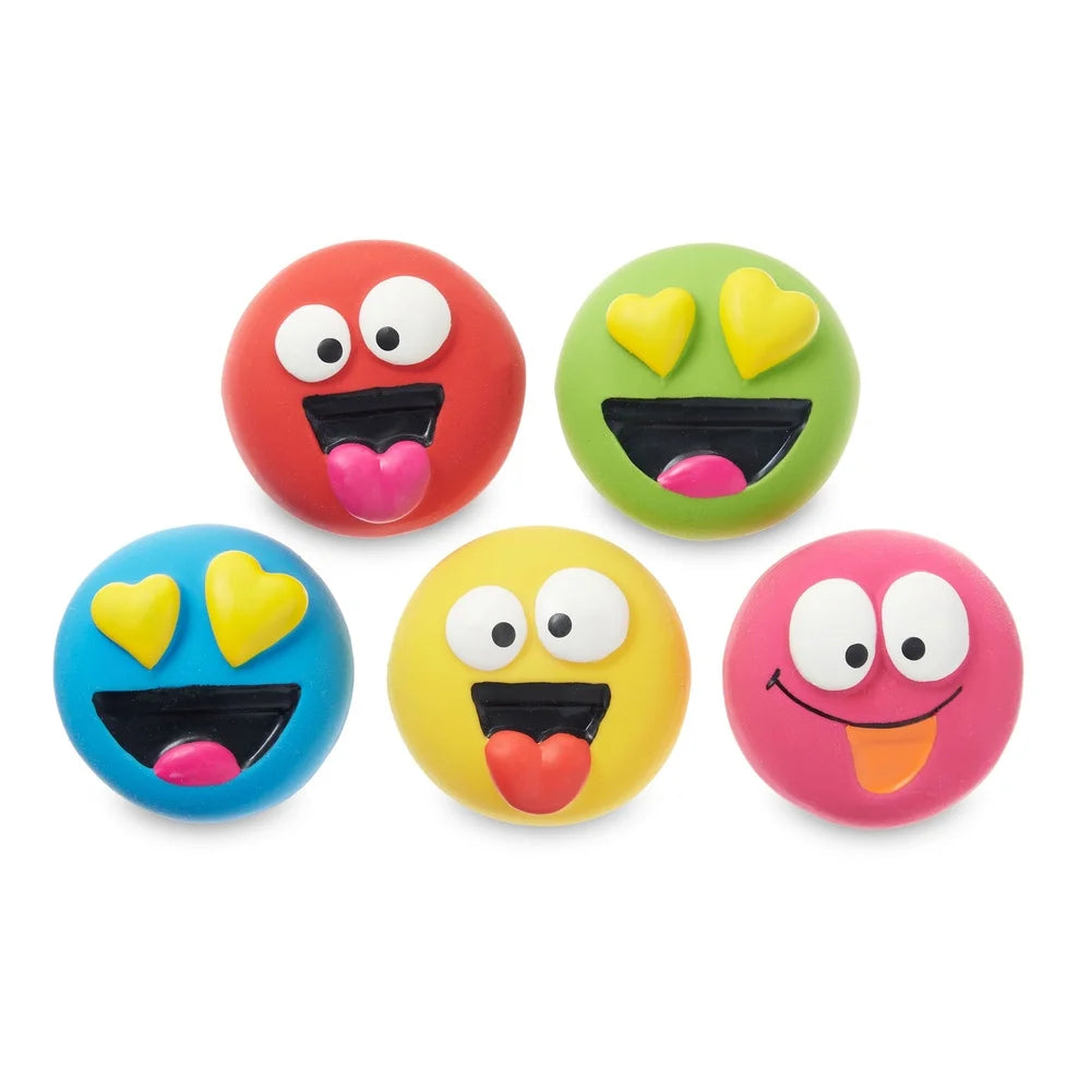 5 Pack Emoticon Latex Dog Toy