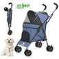 Pet Stroller with Brakes And Storage- Pink