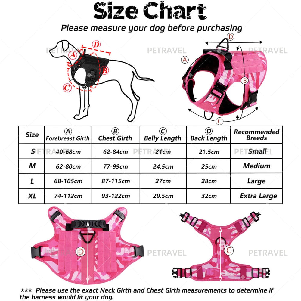 Military Pink Camouflage Dog Harness