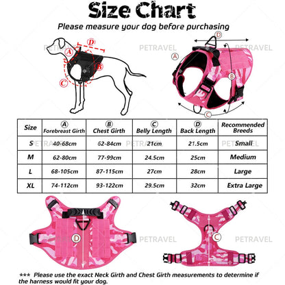 Military Pink Camouflage Dog Harness